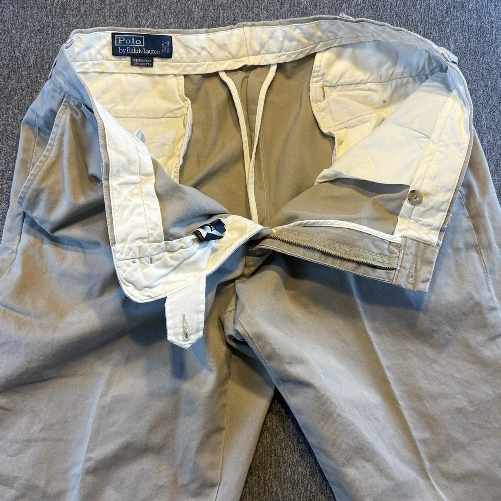 VTG Polo Ralph Lauren Preston Pant Khakis Mens 38X30 Fits 36x27‎ Classic Chino